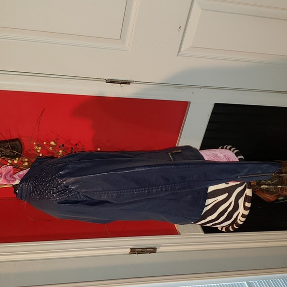 FF THERAPY BLUE SMALL FAUX LEATHER MOTORCYCLE JACKET - Picture 6 of 9